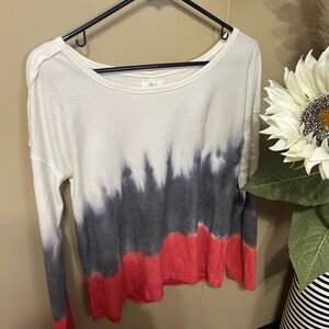Maurices White and Pink Ombre Long Sleeve Top
